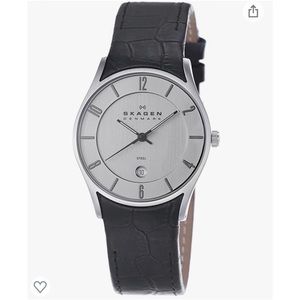 Skagen Men's 474XLSLC Steel White Dial Black Strap Watch